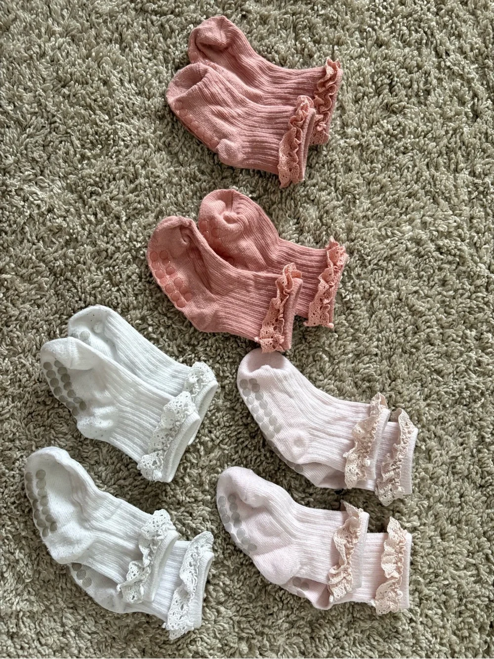 Baby Girls Pink and White Sock & Headband Set all for one price